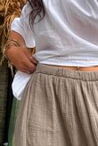 Annie Cushion Cotton Barrel Culotte Pant Earth